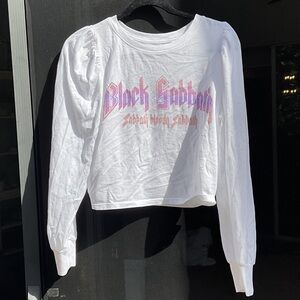 Recycled Karma White Black Sabbath Long Sleeve Top, Size XS